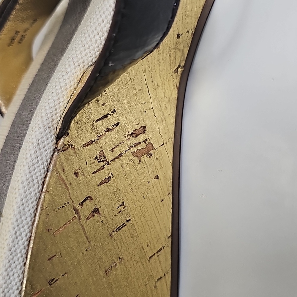 Coach Gold and Black Wedge Sandals - Picture 8 of 14